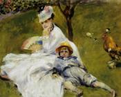 皮埃尔奥古斯特雷诺阿 - Camille Monet and Her Son Jean in the Garden at Argenteuil